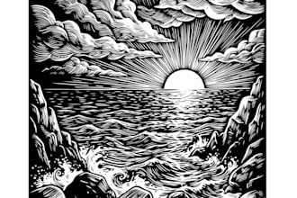 create vintage woodcut, engraving linocut and illustration