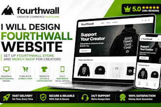 design fourthwall website, set up fourthwall store and merch shop for creators
