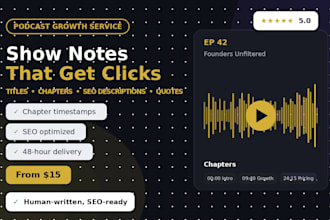 write podcast show notes, episode summaries and descriptions