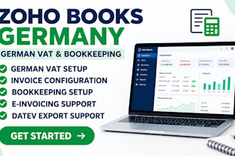 set up zoho books for german vat bookkeeping datev export invoicing and expense