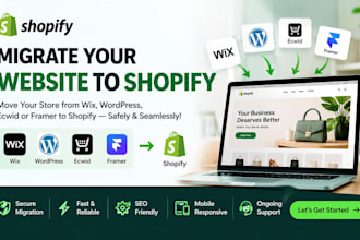 migrate transfer clone or move website frm ecwid wix wordpress framer to shopify