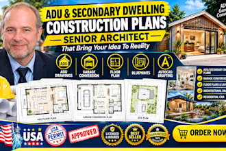 draw architectural garage conversion layouts and adu floor plans ca