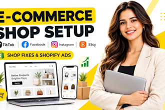 setup tiktok shop, facebook, instagram shop, etsy, fix tik tok shop, shopify ads