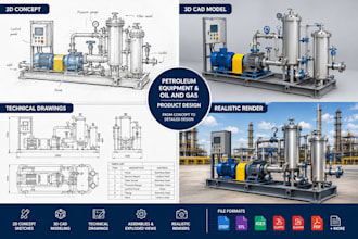 design 3d petroleum products, oil and gas equipment, and industrial machinery