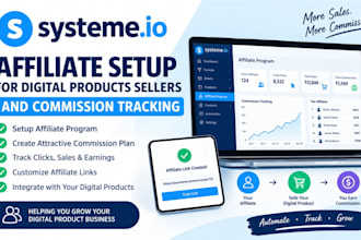 systeme io afffiliate setup for digital products sellers and commission tracking