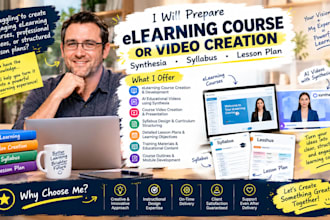 prepare elearning course or video creation, synthesia, syllabus, lesson plan