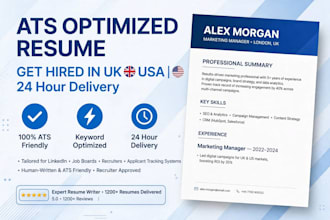 write an ats optimized resume for UK, USA, and canada jobs