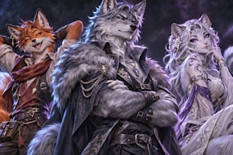 create custom furry art, fursona and anthro character illustrations