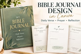 design canva bible verse journal, daily devotional planner
