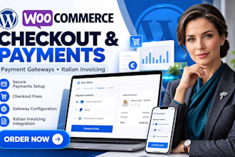 set up woocommerce checkout, stripe, paypal, nexi xpay and italian vat invoicing