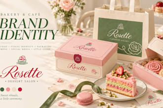 design a brand identity for bakery cafe and dessert brands