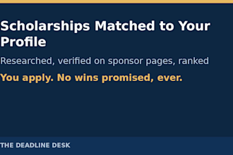 research scholarships matched to your profile, with deadlines and a plan