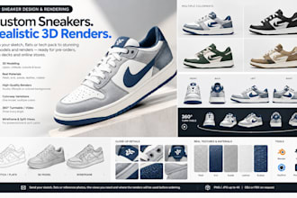 do 3d sneaker design, 3d shoe render, sneaker product modeling custom sneakers