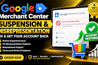 fix google merchant center suspension and misrepresentation