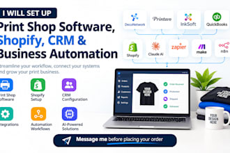 setup deconetwork shopify printavo inksoft print shop  quickbooks claudeai make