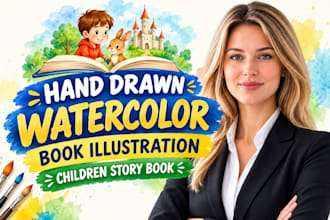 do hand drawn watercolor book illustration children story book illustration