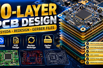 design 10 layer multilayer pcb in easyeda, pcb review, redesign and gerber files
