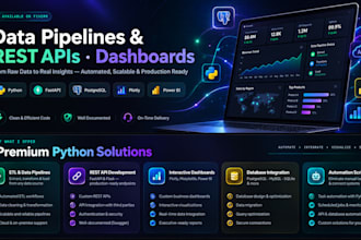 build python data pipelines, rest apis and dashboards