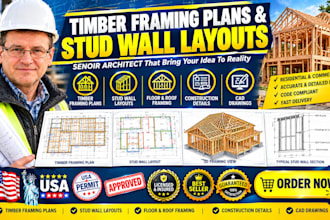 draw residential house framing plans and timber stud wall layouts ga