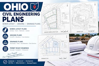 design ohio civil engineering plans, sewer layout grading and drainage plans
