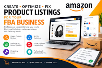 create amazon fba product listings, variations, and fix listing issues