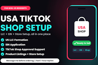 setup USA tiktok shop for non resident with llc, ein, create tiktok shop
