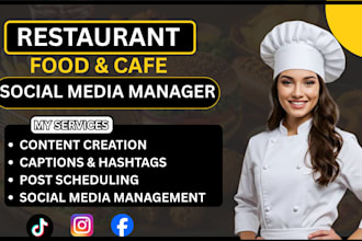 manage restaurant, catering, food ordering, cafe social media marketing manager