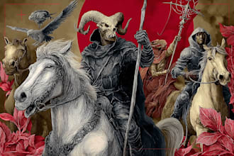 draw a detailed dark art rock gothic illustration