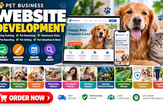 build dog training, pet grooming, veterinary clinic and pet boarding website