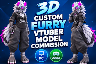 design and rig 3d furry vtuber model with 52 arkit blenshapes, warudo vrm setup