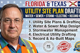 florida texas utility site plan drafting water sewer storm electric records map