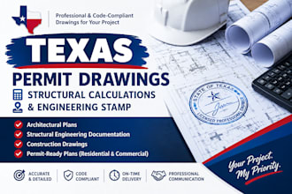provide texas permit drawings structural calculations and engineering stamp