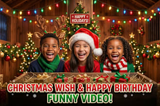 wish a funny merry christmas and sing a holiday song with my children