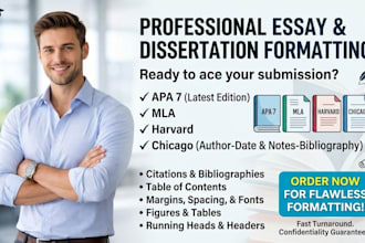 format essays and dissertations in apa 7, mla, harvard and chicago