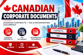 draft canadian corporate documents, contracts, tax, and bookkeeping documents