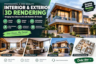 create photorealistic interior and exterior 3d renders