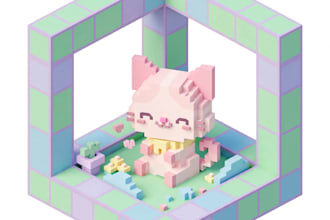 create 3d isometric cube art, pixel block and voxel design