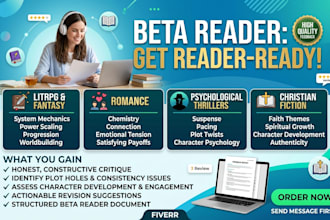 beta read litrpg progression fantasy, romance beta reader psychological thriller