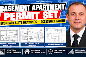 basement apartment permit set, secondary suite drawings, accessory layout