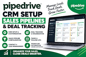 set up pipedrive CRM, sales pipelines, and deal tracking