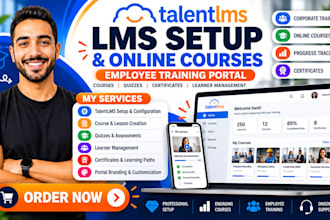 set up talentlms, build elearning courses and employee training portals