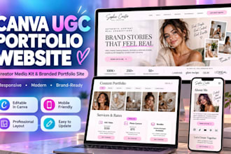 canva ugc portfolio website design, creator media kit and branded portfolio site