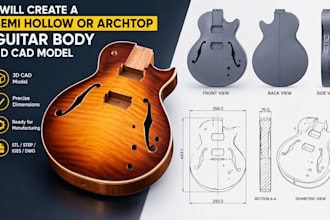 create a semi hollow or archtop guitar body 3d cad model