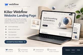 create killer webflow website landing page 3d animated website