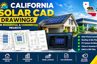 create california solar cad drawings for residential and commercial projects