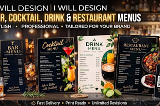 design bar menu cocktail menu drink menu restaurant menu