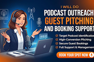 do podcast outreach, guest pitching and booking support