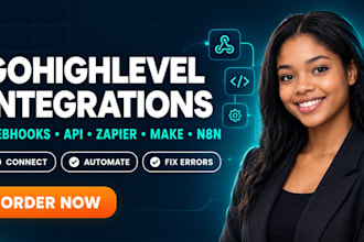 connect gohighlevel with zapier, make, n8n, webhooks and API