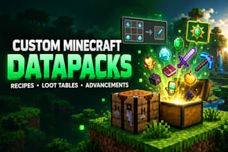 create custom minecraft java datapacks, recipes, loot tables, minecraft java