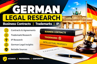 provide german legal research for business contracts trademarks and IP research